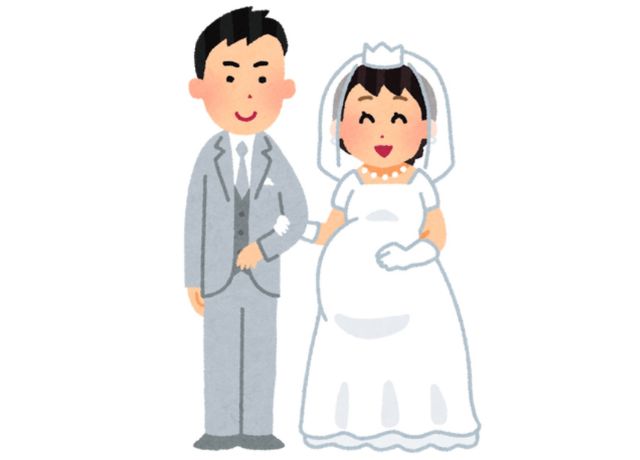 結婚式デキ婚の絵